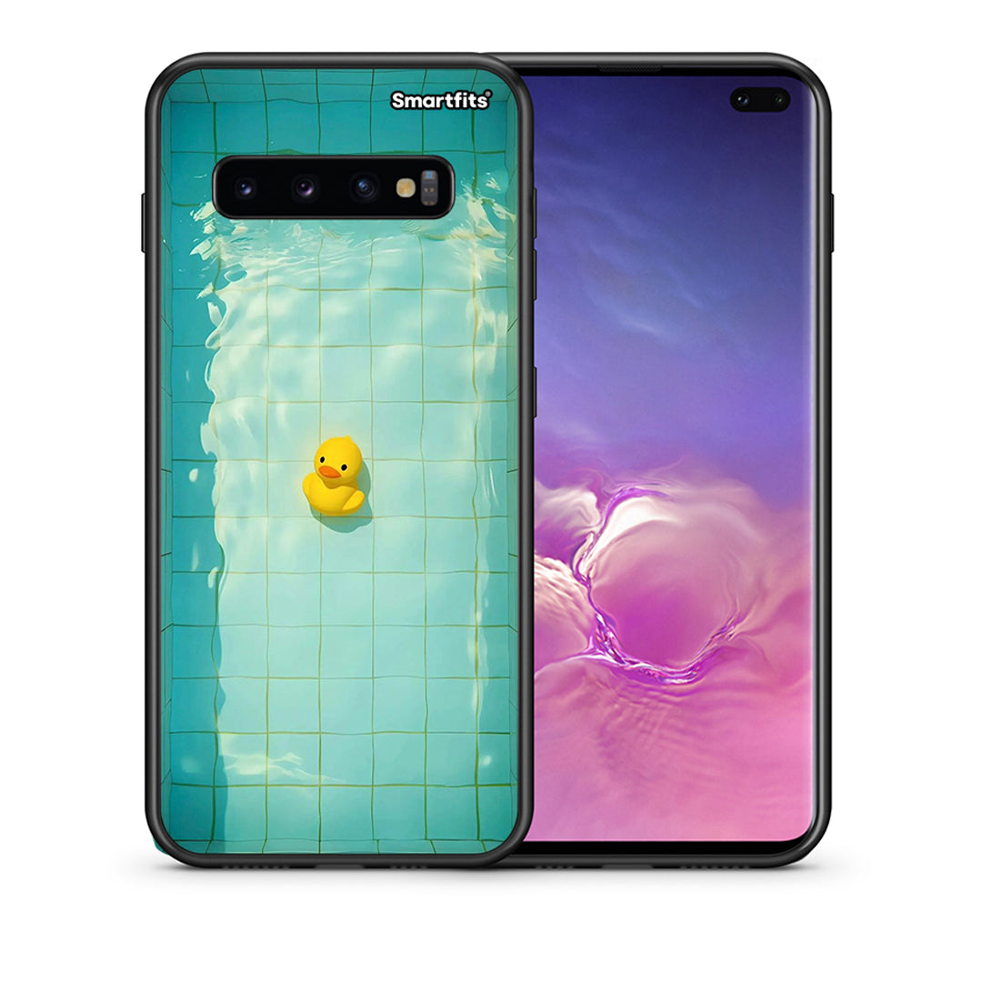 Θήκη Samsung S10+ Yellow Duck από τη Smartfits με σχέδιο στο πίσω μέρος και μαύρο περίβλημα | Samsung S10+ Yellow Duck case with colorful back and black bezels