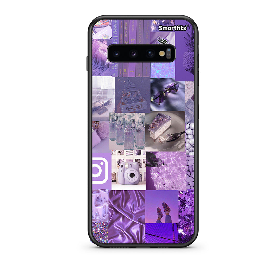 samsung s10 plus Purple Aesthetic Collage θήκη από τη Smartfits με σχέδιο στο πίσω μέρος και μαύρο περίβλημα | Smartphone case with colorful back and black bezels by Smartfits