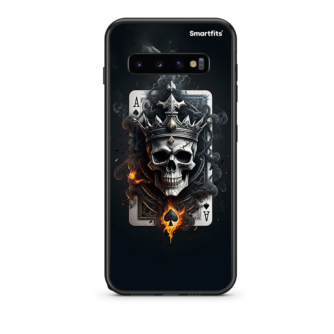 samsung s10 plus Skull King Ace θήκη από τη Smartfits με σχέδιο στο πίσω μέρος και μαύρο περίβλημα | Smartphone case with colorful back and black bezels by Smartfits