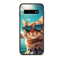 Thumbnail for samsung s10 plus Summer Cat θήκη από τη Smartfits με σχέδιο στο πίσω μέρος και μαύρο περίβλημα | Smartphone case with colorful back and black bezels by Smartfits