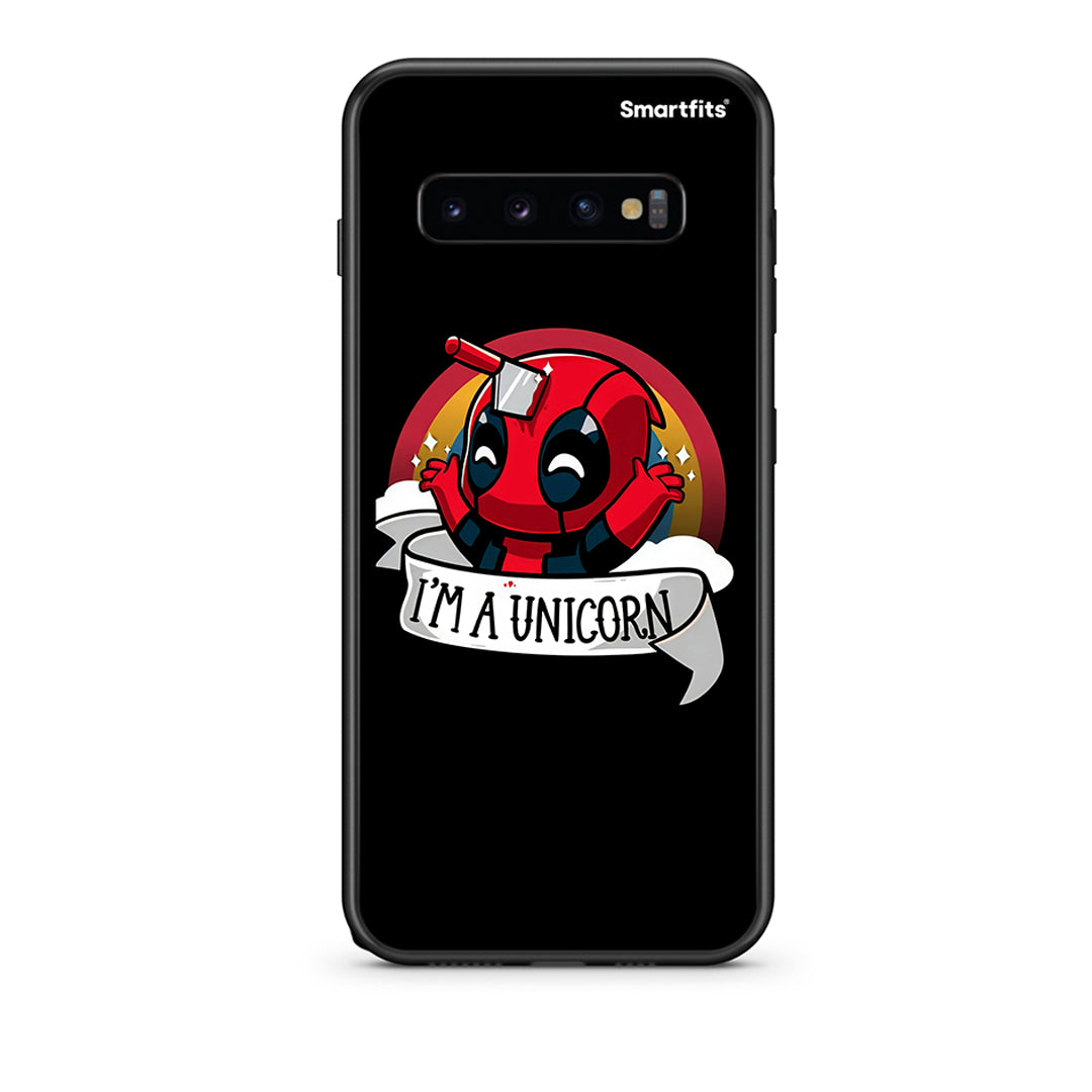 samsung s10 plus Unicorn Deadpool θήκη από τη Smartfits με σχέδιο στο πίσω μέρος και μαύρο περίβλημα | Smartphone case with colorful back and black bezels by Smartfits