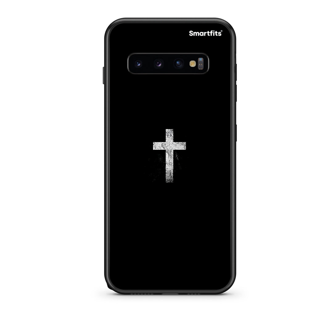 samsung s10 plus White Cross θήκη από τη Smartfits με σχέδιο στο πίσω μέρος και μαύρο περίβλημα | Smartphone case with colorful back and black bezels by Smartfits