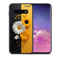 Thumbnail for Θήκη Samsung S10 Yellow Daisies από τη Smartfits με σχέδιο στο πίσω μέρος και μαύρο περίβλημα | Samsung S10 Yellow Daisies case with colorful back and black bezels