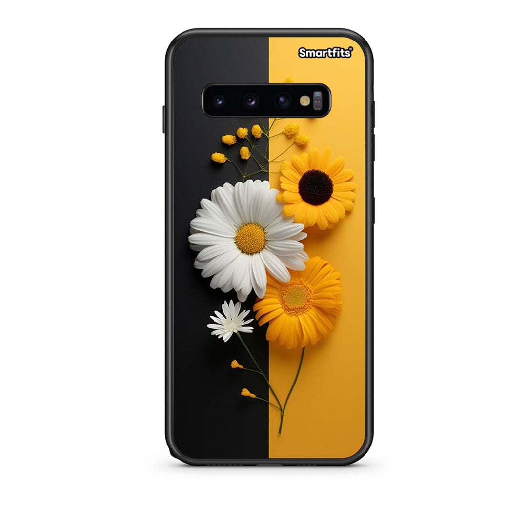 samsung s10 plus Yellow Daisies θήκη από τη Smartfits με σχέδιο στο πίσω μέρος και μαύρο περίβλημα | Smartphone case with colorful back and black bezels by Smartfits