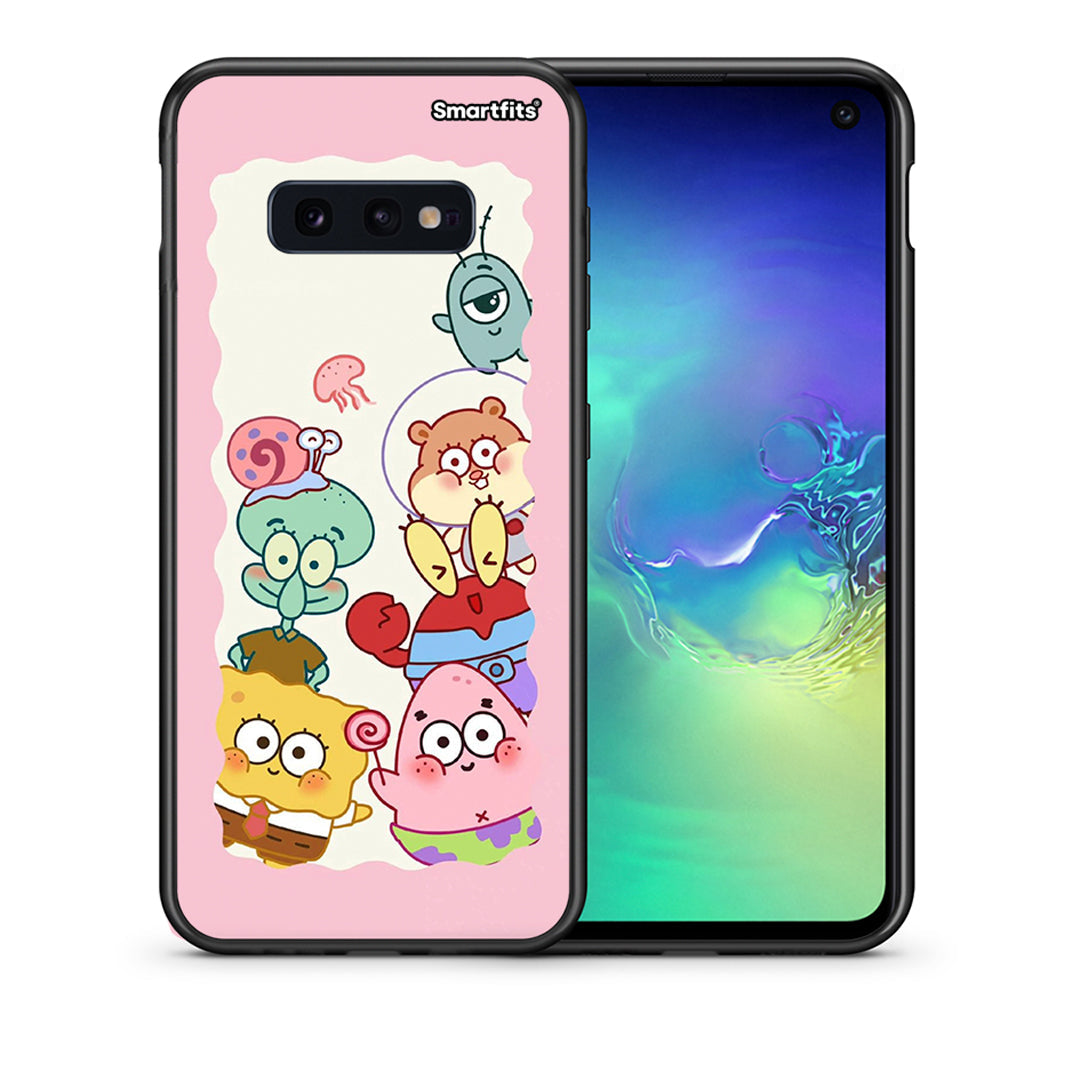 Θήκη Samsung S10e Cute Companion από τη Smartfits με σχέδιο στο πίσω μέρος και μαύρο περίβλημα | Samsung S10e Cute Companion case with colorful back and black bezels