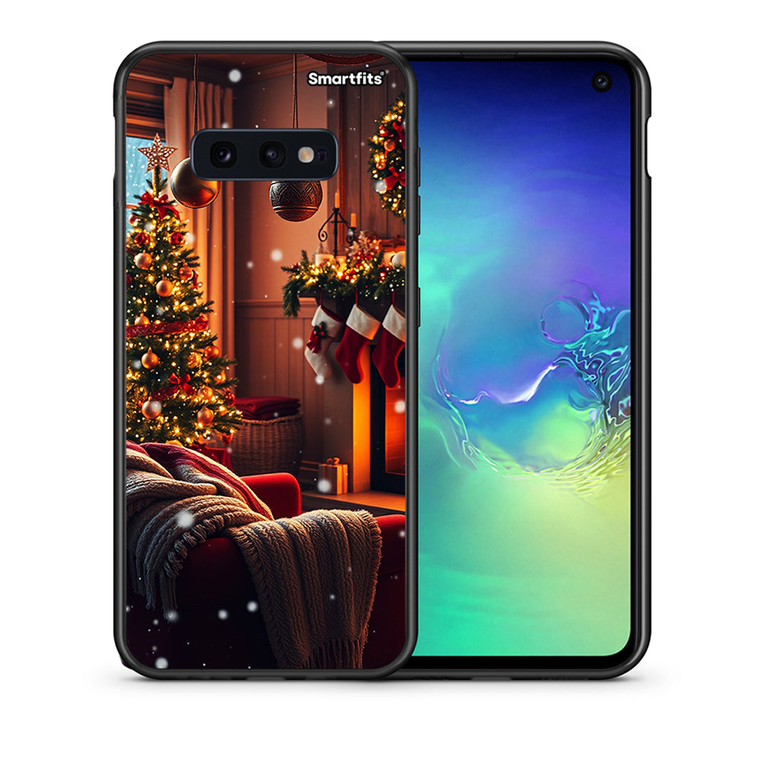 Θήκη Samsung S10e Home For Christmas από τη Smartfits με σχέδιο στο πίσω μέρος και μαύρο περίβλημα | Samsung S10e Home For Christmas case with colorful back and black bezels