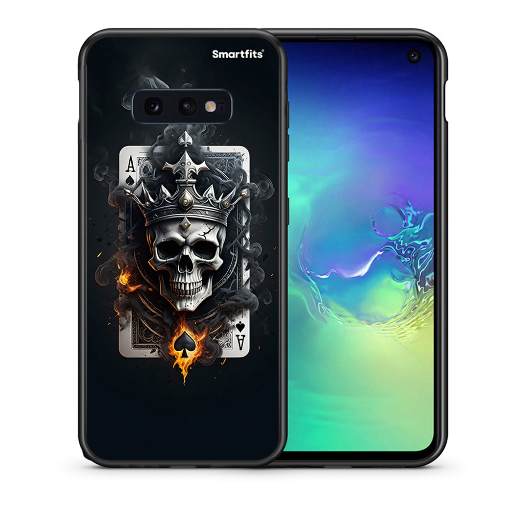 Θήκη Samsung S10e Skull King Ace από τη Smartfits με σχέδιο στο πίσω μέρος και μαύρο περίβλημα | Samsung S10e Skull King Ace case with colorful back and black bezels