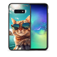 Thumbnail for Θήκη Samsung S10e Summer Cat από τη Smartfits με σχέδιο στο πίσω μέρος και μαύρο περίβλημα | Samsung S10e Summer Cat case with colorful back and black bezels