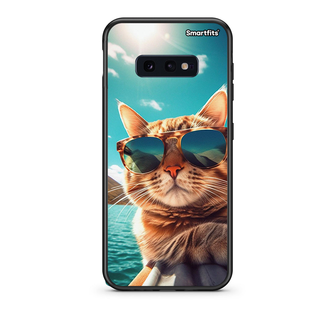 samsung s10e Summer Cat θήκη από τη Smartfits με σχέδιο στο πίσω μέρος και μαύρο περίβλημα | Smartphone case with colorful back and black bezels by Smartfits