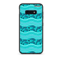 Thumbnail for samsung s10e Swimming Dolphins θήκη από τη Smartfits με σχέδιο στο πίσω μέρος και μαύρο περίβλημα | Smartphone case with colorful back and black bezels by Smartfits