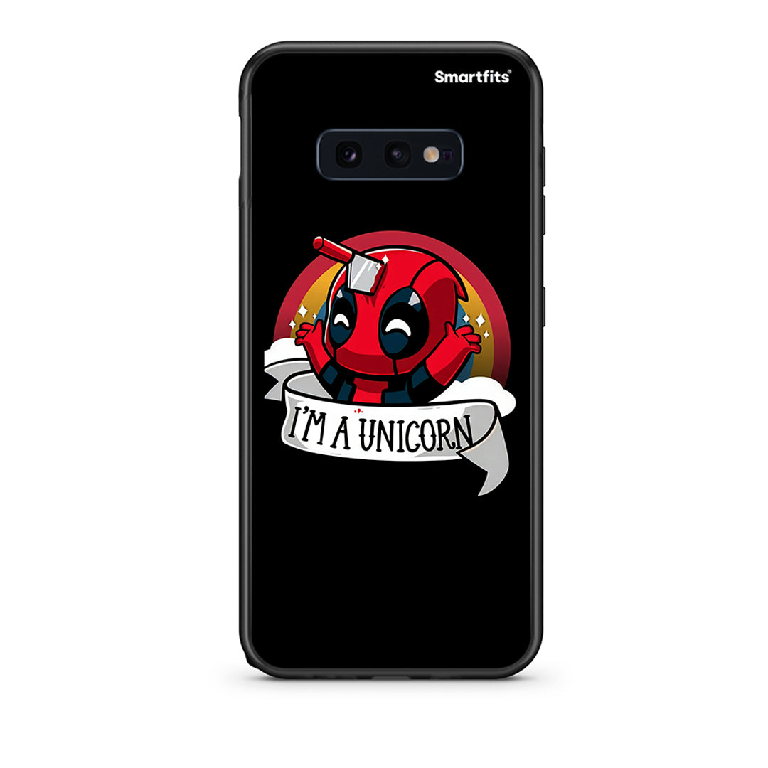 samsung s10e Unicorn Deadpool θήκη από τη Smartfits με σχέδιο στο πίσω μέρος και μαύρο περίβλημα | Smartphone case with colorful back and black bezels by Smartfits