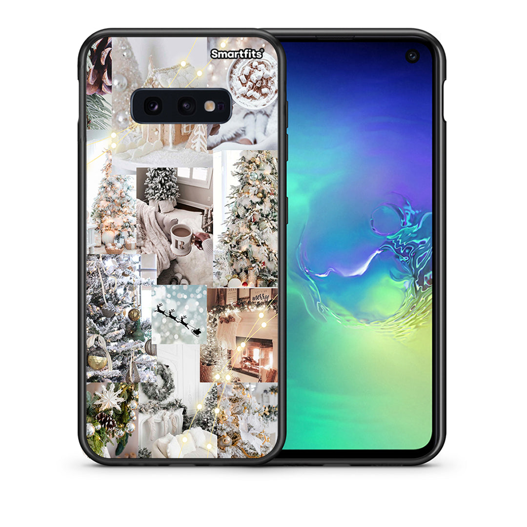 Θήκη Samsung S10e White Christmas από τη Smartfits με σχέδιο στο πίσω μέρος και μαύρο περίβλημα | Samsung S10e White Christmas case with colorful back and black bezels