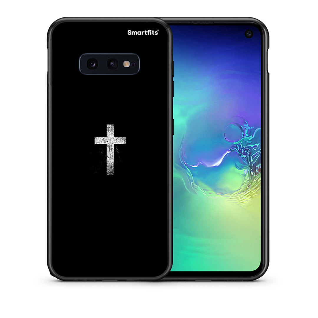 Θήκη Samsung S10e White Cross από τη Smartfits με σχέδιο στο πίσω μέρος και μαύρο περίβλημα | Samsung S10e White Cross case with colorful back and black bezels