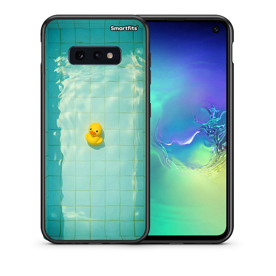 Θήκη Samsung S10e Yellow Duck από τη Smartfits με σχέδιο στο πίσω μέρος και μαύρο περίβλημα | Samsung S10e Yellow Duck case with colorful back and black bezels