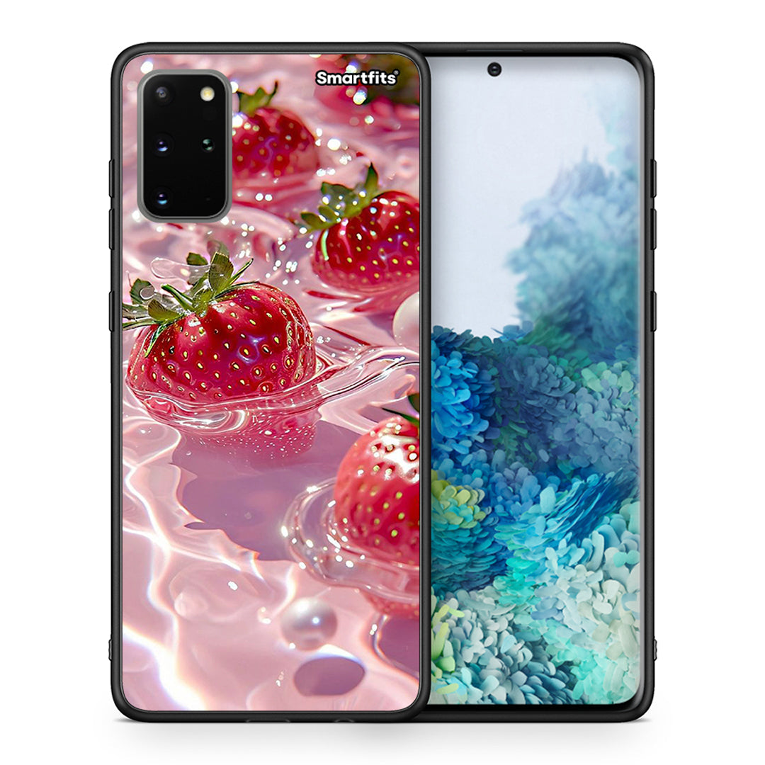 Θήκη Samsung S20 Plus Juicy Strawberries από τη Smartfits με σχέδιο στο πίσω μέρος και μαύρο περίβλημα | Samsung S20 Plus Juicy Strawberries case with colorful back and black bezels