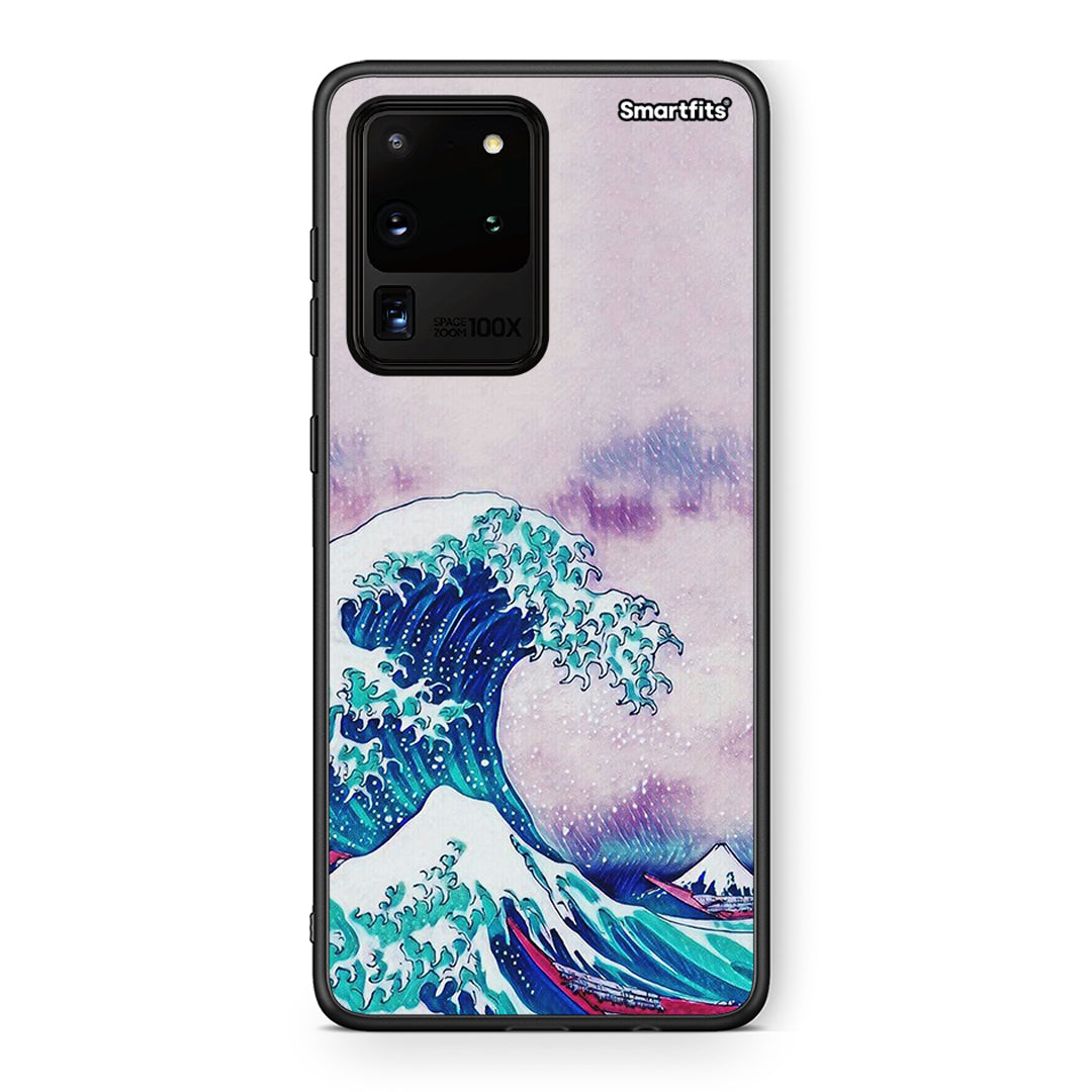 Samsung S20 Ultra Blue Waves θήκη από τη Smartfits με σχέδιο στο πίσω μέρος και μαύρο περίβλημα | Smartphone case with colorful back and black bezels by Smartfits