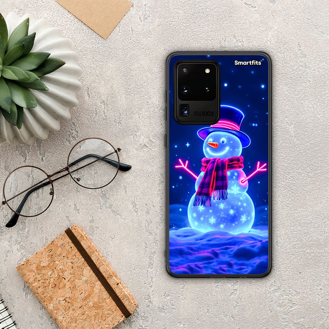 Christmas Neon Snowman - Samsung Galaxy S20 Ultra θήκη