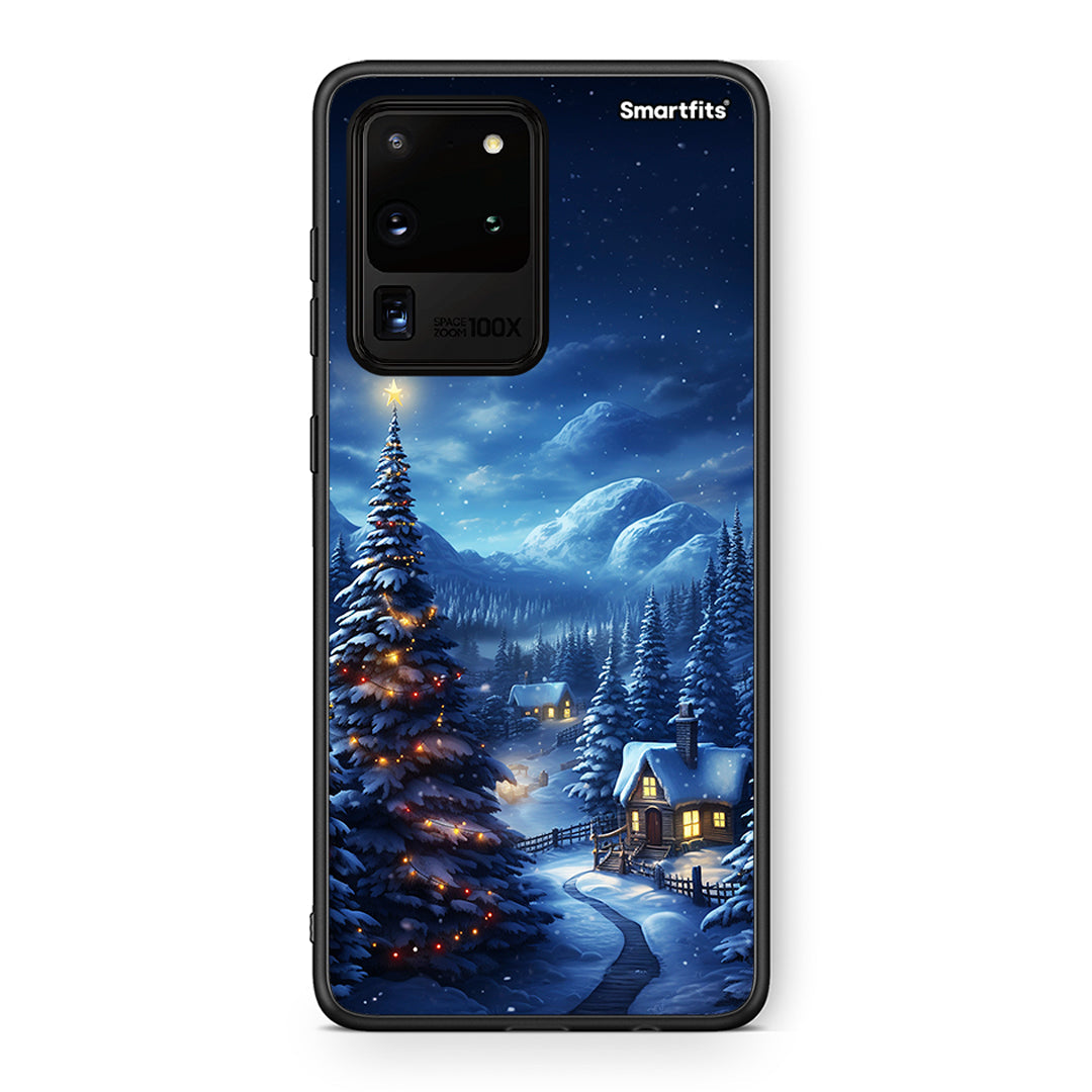 Samsung S20 Ultra Christmas Scenery θήκη από τη Smartfits με σχέδιο στο πίσω μέρος και μαύρο περίβλημα | Smartphone case with colorful back and black bezels by Smartfits