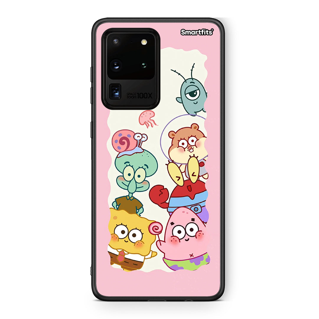 Samsung S20 Ultra Cute Companion θήκη από τη Smartfits με σχέδιο στο πίσω μέρος και μαύρο περίβλημα | Smartphone case with colorful back and black bezels by Smartfits