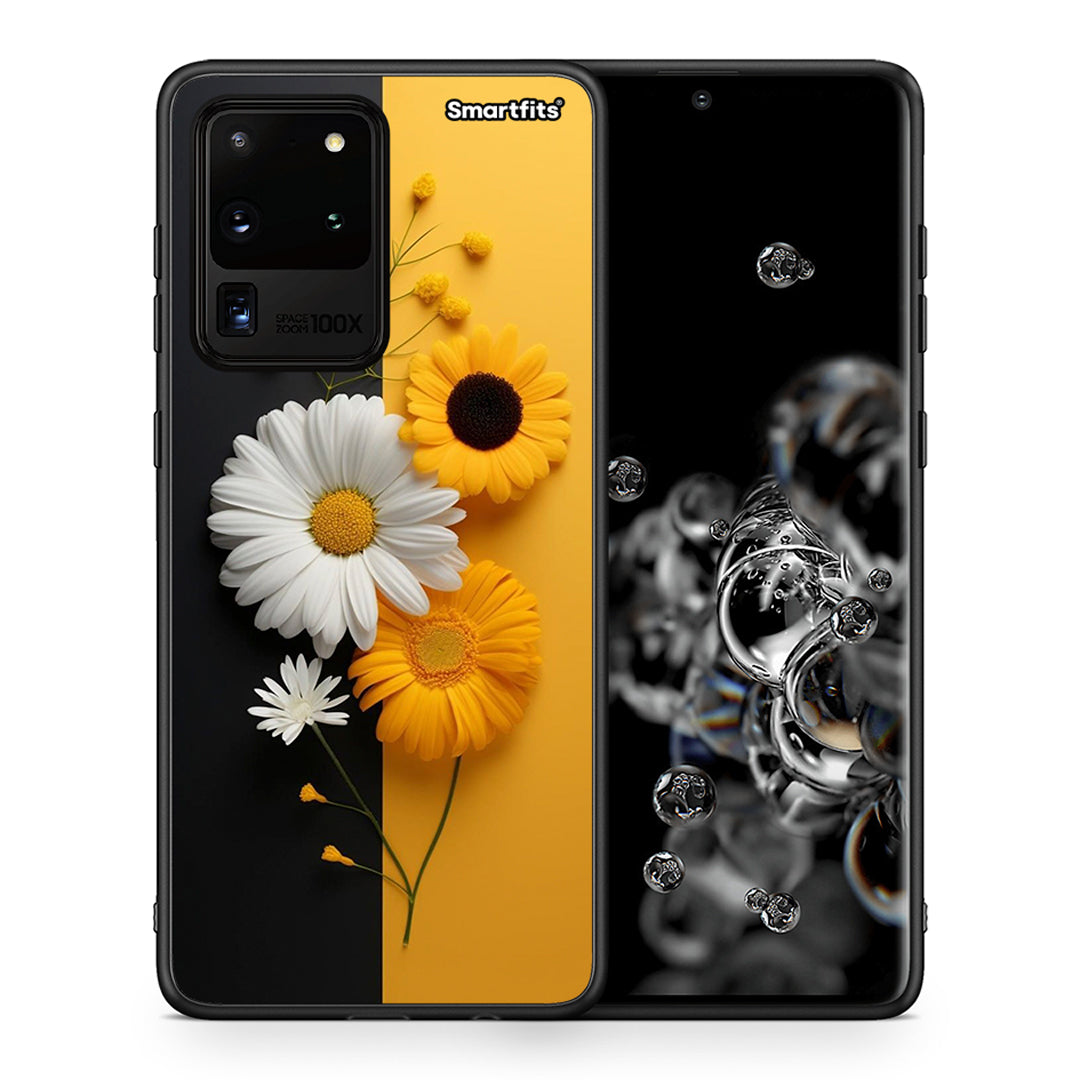 Θήκη Samsung S20 Ultra Yellow Daisies από τη Smartfits με σχέδιο στο πίσω μέρος και μαύρο περίβλημα | Samsung S20 Ultra Yellow Daisies case with colorful back and black bezels