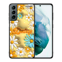 Thumbnail for Θήκη Samsung S21 Bubble Daisies από τη Smartfits με σχέδιο στο πίσω μέρος και μαύρο περίβλημα | Samsung S21 Bubble Daisies case with colorful back and black bezels