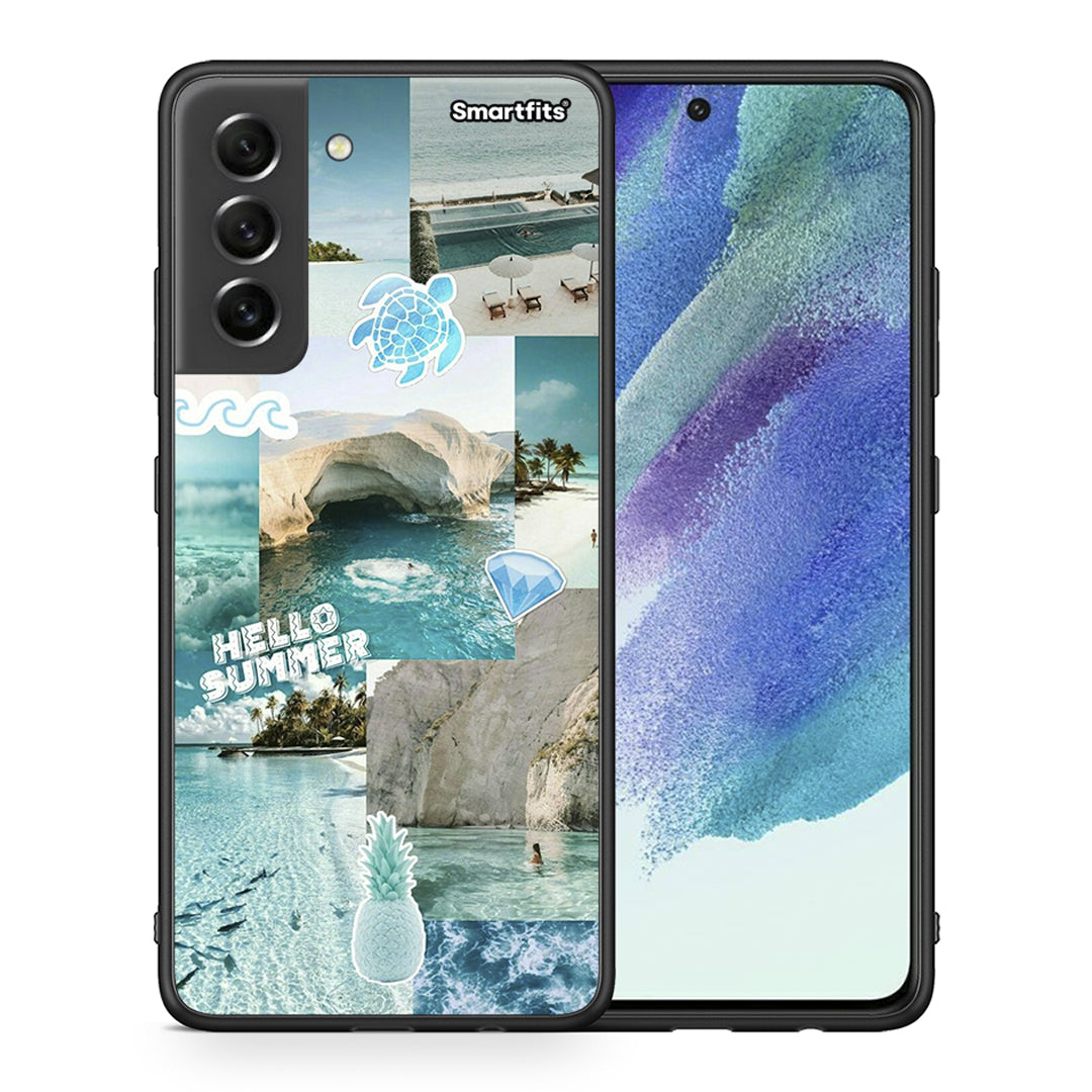 Θήκη Samsung S21 FE Aesthetic Summer από τη Smartfits με σχέδιο στο πίσω μέρος και μαύρο περίβλημα | Samsung S21 FE Aesthetic Summer case with colorful back and black bezels