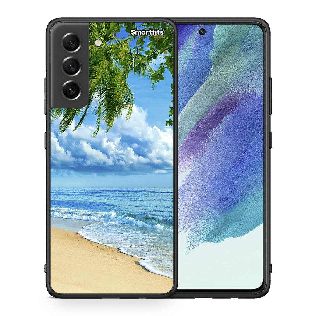 Θήκη Samsung S21 FE Beautiful Beach από τη Smartfits με σχέδιο στο πίσω μέρος και μαύρο περίβλημα | Samsung S21 FE Beautiful Beach case with colorful back and black bezels