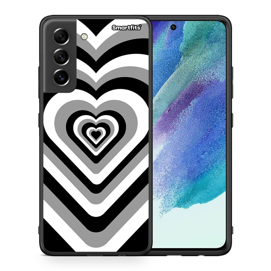 Θήκη Samsung S21 FE Black Hearts από τη Smartfits με σχέδιο στο πίσω μέρος και μαύρο περίβλημα | Samsung S21 FE Black Hearts case with colorful back and black bezels