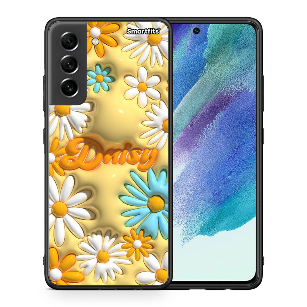 Θήκη Samsung S21 FE Bubble Daisies από τη Smartfits με σχέδιο στο πίσω μέρος και μαύρο περίβλημα | Samsung S21 FE Bubble Daisies case with colorful back and black bezels