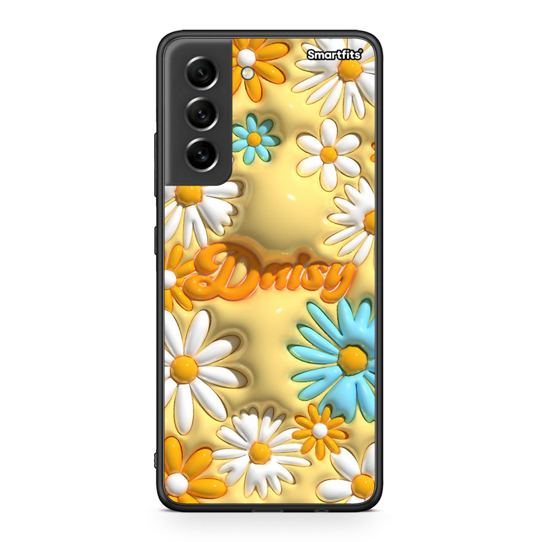 Samsung S21 FE Bubble Daisies θήκη από τη Smartfits με σχέδιο στο πίσω μέρος και μαύρο περίβλημα | Smartphone case with colorful back and black bezels by Smartfits