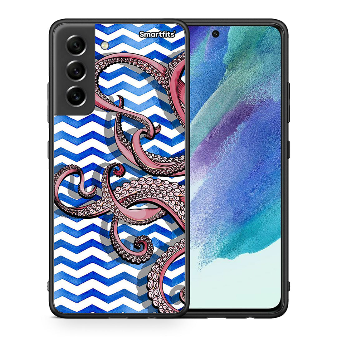 Θήκη Samsung S21 FE Chevron Devilfish από τη Smartfits με σχέδιο στο πίσω μέρος και μαύρο περίβλημα | Samsung S21 FE Chevron Devilfish case with colorful back and black bezels