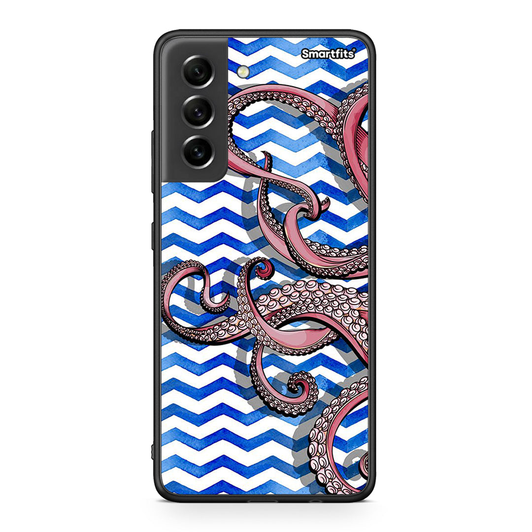 Samsung S21 FE Chevron Devilfish θήκη από τη Smartfits με σχέδιο στο πίσω μέρος και μαύρο περίβλημα | Smartphone case with colorful back and black bezels by Smartfits