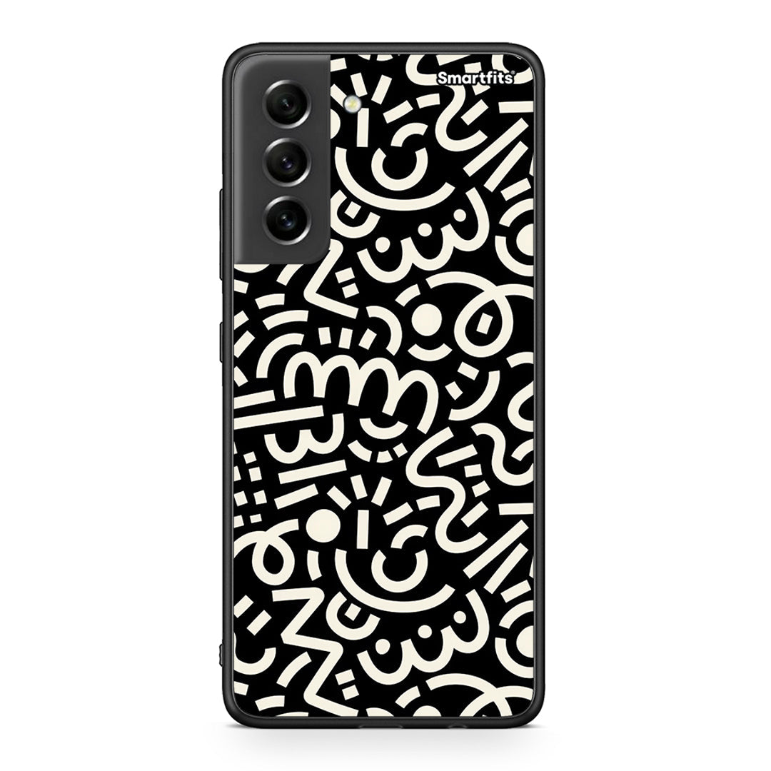 Samsung S21 FE Doodle Art Θήκη από τη Smartfits με σχέδιο στο πίσω μέρος και μαύρο περίβλημα | Smartphone case with colorful back and black bezels by Smartfits