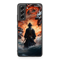Thumbnail for Samsung S21 FE Dragons Fight θήκη από τη Smartfits με σχέδιο στο πίσω μέρος και μαύρο περίβλημα | Smartphone case with colorful back and black bezels by Smartfits