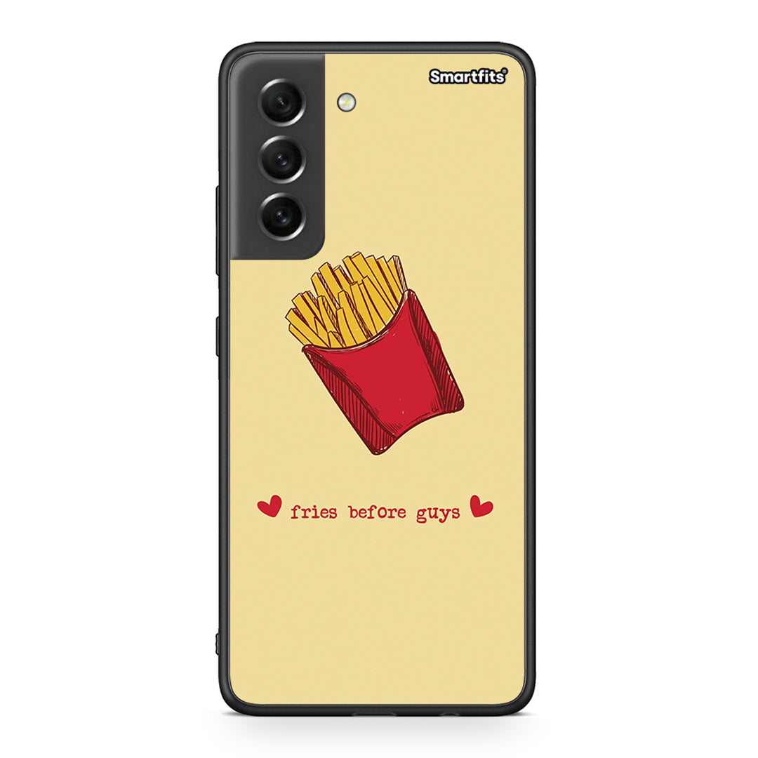 Samsung S21 FE Fries Before Guys Θήκη Αγίου Βαλεντίνου από τη Smartfits με σχέδιο στο πίσω μέρος και μαύρο περίβλημα | Smartphone case with colorful back and black bezels by Smartfits