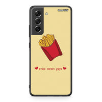 Thumbnail for Samsung S21 FE Fries Before Guys Θήκη Αγίου Βαλεντίνου από τη Smartfits με σχέδιο στο πίσω μέρος και μαύρο περίβλημα | Smartphone case with colorful back and black bezels by Smartfits