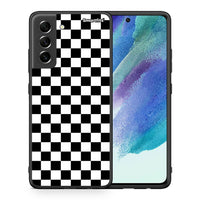 Thumbnail for Θήκη Samsung S21 FE Squares Geometric από τη Smartfits με σχέδιο στο πίσω μέρος και μαύρο περίβλημα | Samsung S21 FE Squares Geometric case with colorful back and black bezels
