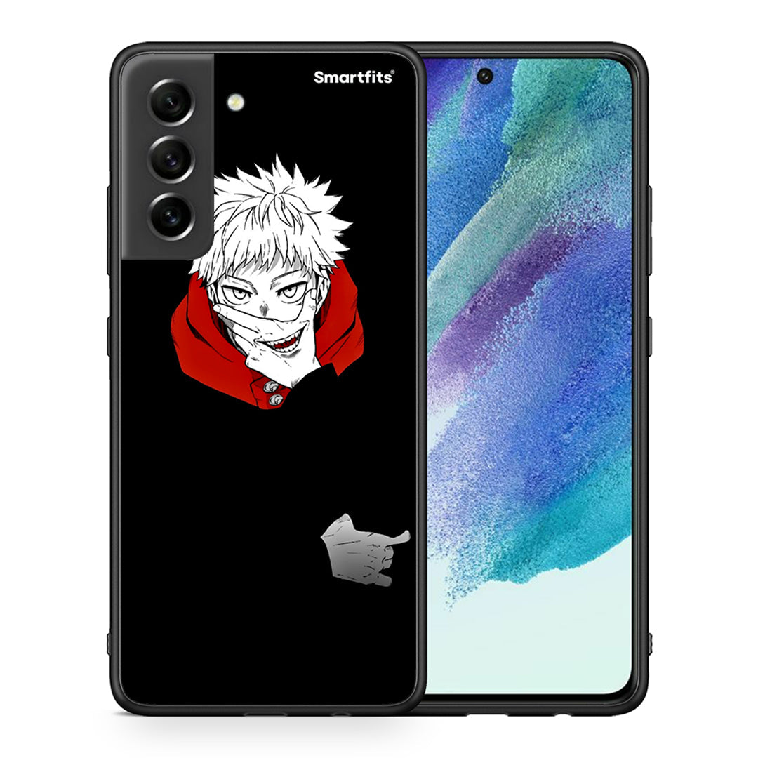 Θήκη Samsung S21 FE Itadori Anime από τη Smartfits με σχέδιο στο πίσω μέρος και μαύρο περίβλημα | Samsung S21 FE Itadori Anime case with colorful back and black bezels