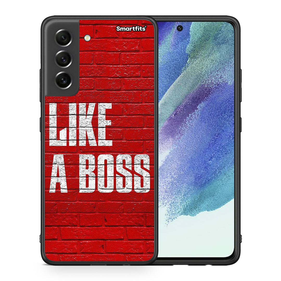 Θήκη Samsung S21 FE Like A Boss από τη Smartfits με σχέδιο στο πίσω μέρος και μαύρο περίβλημα | Samsung S21 FE Like A Boss case with colorful back and black bezels