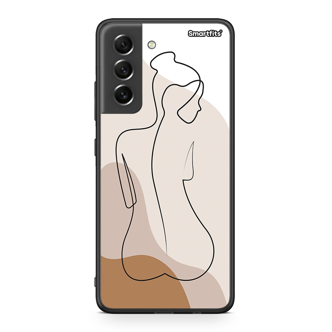 Samsung S21 FE LineArt Woman θήκη από τη Smartfits με σχέδιο στο πίσω μέρος και μαύρο περίβλημα | Smartphone case with colorful back and black bezels by Smartfits