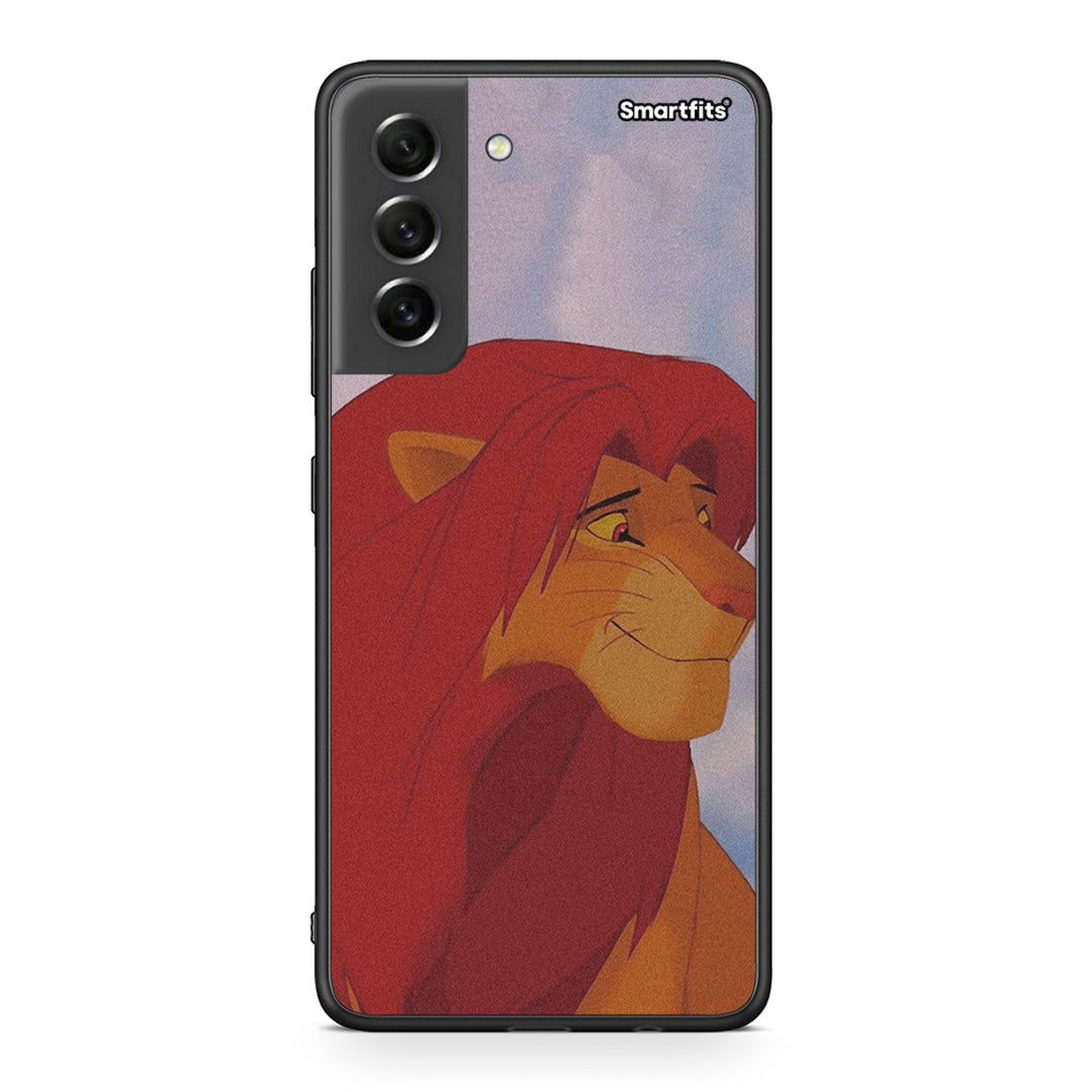 Samsung S21 FE Lion Love 1 Θήκη Αγίου Βαλεντίνου από τη Smartfits με σχέδιο στο πίσω μέρος και μαύρο περίβλημα | Smartphone case with colorful back and black bezels by Smartfits
