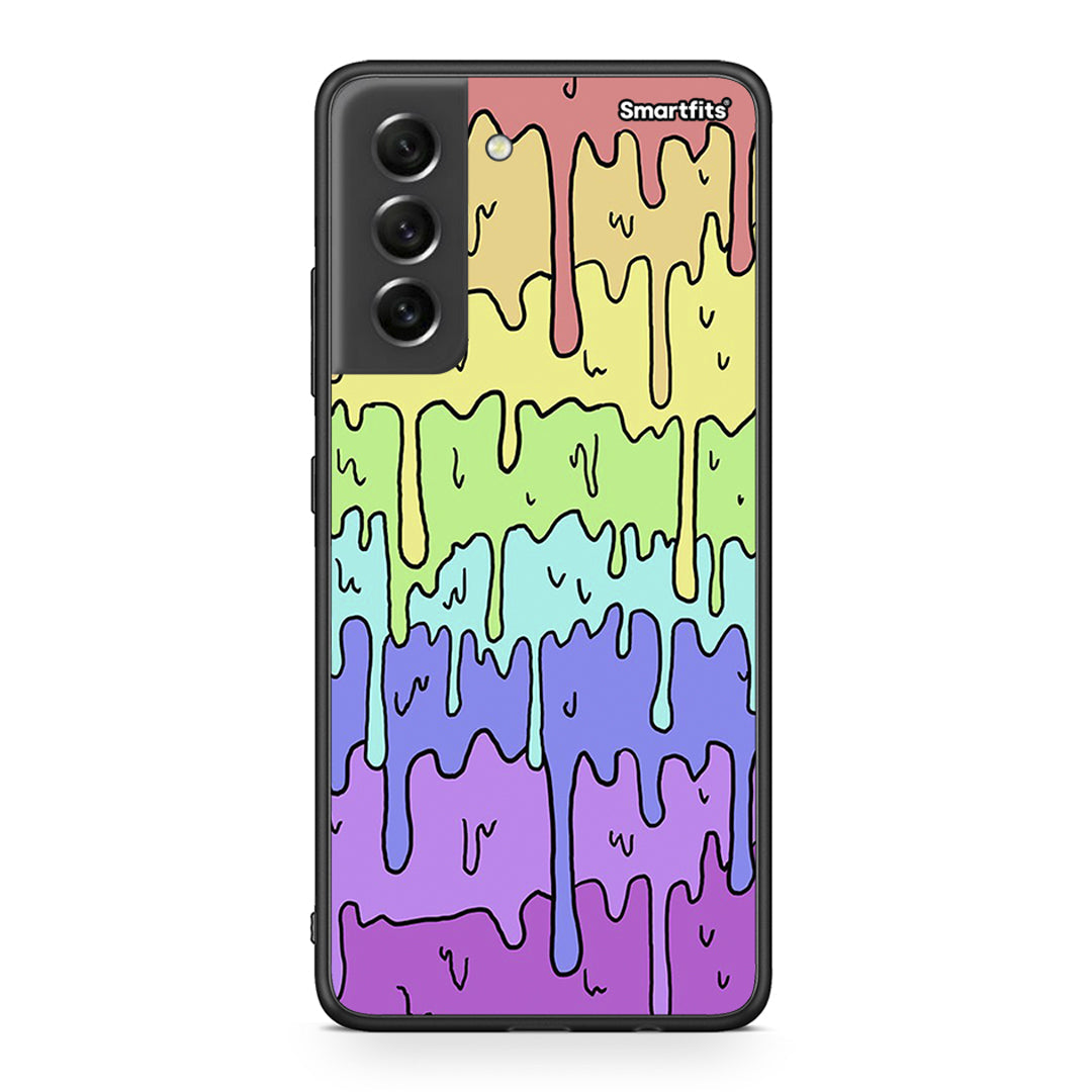 Samsung S21 FE Melting Rainbow θήκη από τη Smartfits με σχέδιο στο πίσω μέρος και μαύρο περίβλημα | Smartphone case with colorful back and black bezels by Smartfits