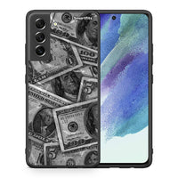 Thumbnail for Θήκη Samsung S21 FE Money Dollars από τη Smartfits με σχέδιο στο πίσω μέρος και μαύρο περίβλημα | Samsung S21 FE Money Dollars case with colorful back and black bezels