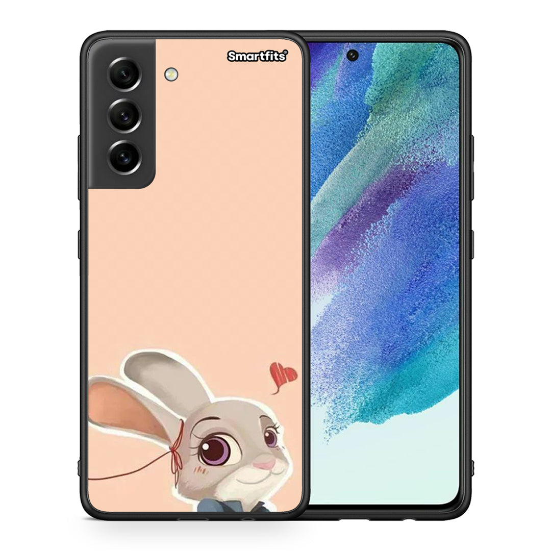 Θήκη Samsung S21 FE Nick Wilde And Judy Hopps Love 2 από τη Smartfits με σχέδιο στο πίσω μέρος και μαύρο περίβλημα | Samsung S21 FE Nick Wilde And Judy Hopps Love 2 case with colorful back and black bezels