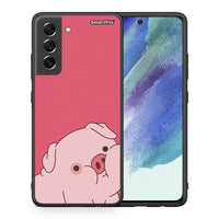 Thumbnail for Θήκη Αγίου Βαλεντίνου Samsung S21 FE Pig Love 1 από τη Smartfits με σχέδιο στο πίσω μέρος και μαύρο περίβλημα | Samsung S21 FE Pig Love 1 case with colorful back and black bezels