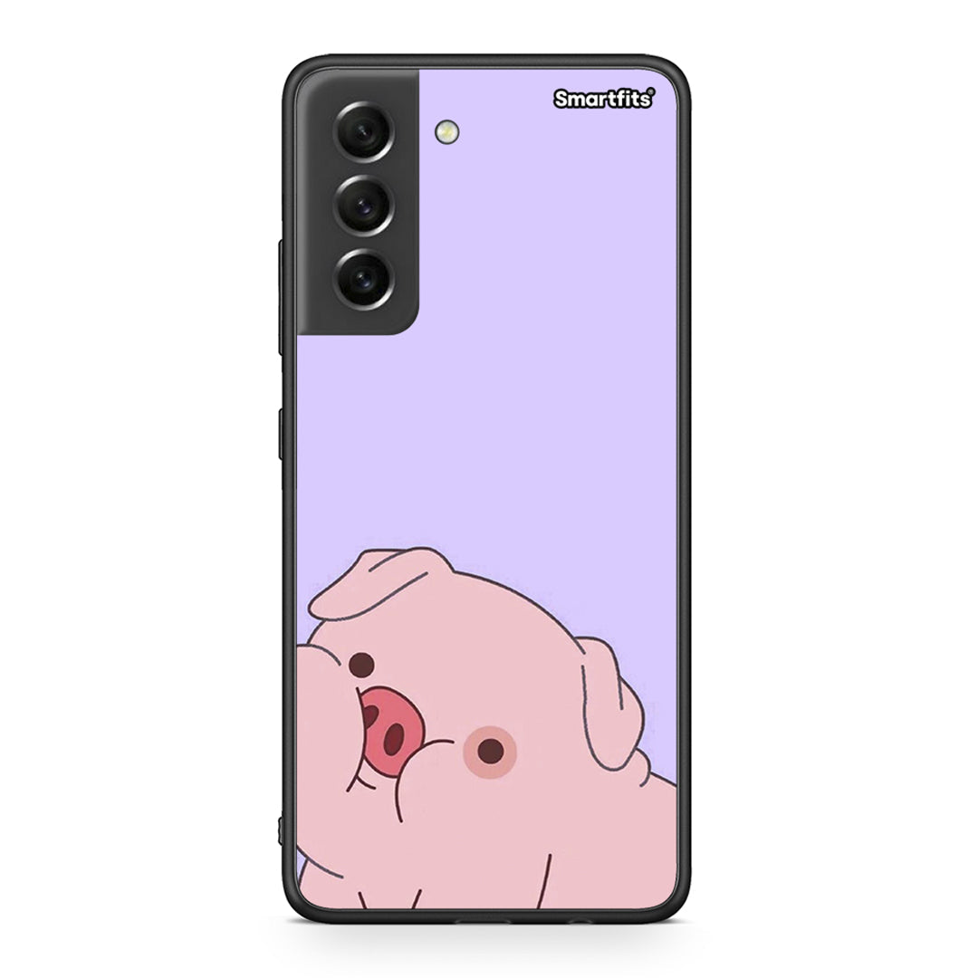 Samsung S21 FE Pig Love 2 Θήκη Αγίου Βαλεντίνου από τη Smartfits με σχέδιο στο πίσω μέρος και μαύρο περίβλημα | Smartphone case with colorful back and black bezels by Smartfits