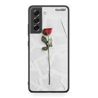 Thumbnail for Samsung S21 FE Red Rose θήκη από τη Smartfits με σχέδιο στο πίσω μέρος και μαύρο περίβλημα | Smartphone case with colorful back and black bezels by Smartfits