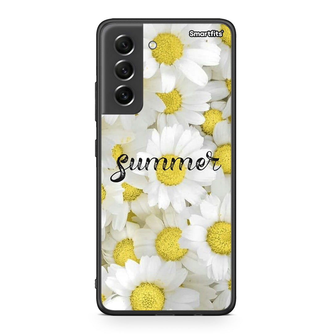 Samsung S21 FE Summer Daisies Θήκη από τη Smartfits με σχέδιο στο πίσω μέρος και μαύρο περίβλημα | Smartphone case with colorful back and black bezels by Smartfits