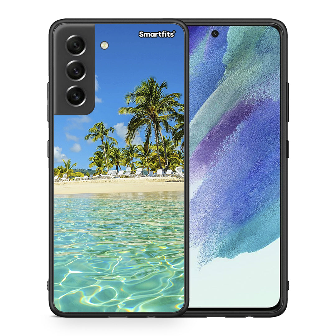 Θήκη Samsung S21 FE Tropical Vibes από τη Smartfits με σχέδιο στο πίσω μέρος και μαύρο περίβλημα | Samsung S21 FE Tropical Vibes case with colorful back and black bezels