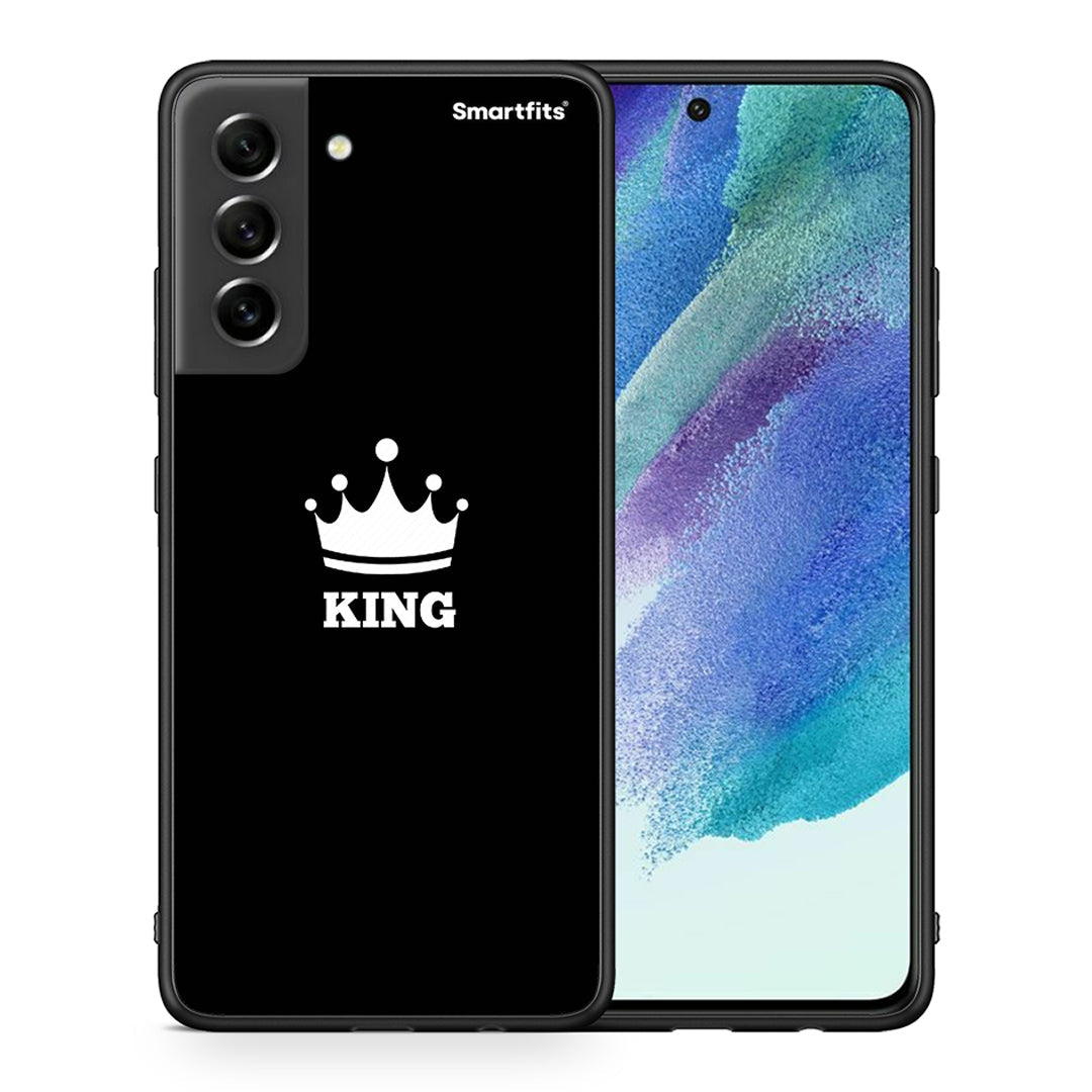 Θήκη Samsung S21 FE King Valentine από τη Smartfits με σχέδιο στο πίσω μέρος και μαύρο περίβλημα | Samsung S21 FE King Valentine case with colorful back and black bezels